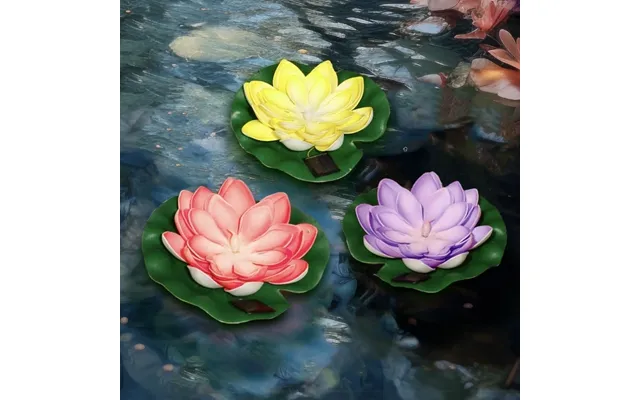 3pk Solar Floating Lotus Flower Lights - Outdoor Garden Pond Lighting