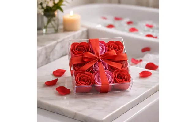 9 X Red Rose Soap Flowers