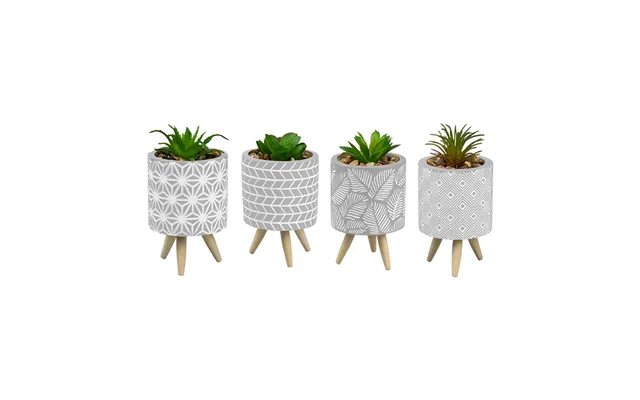 Faux Plant In Grey Pot With Legs