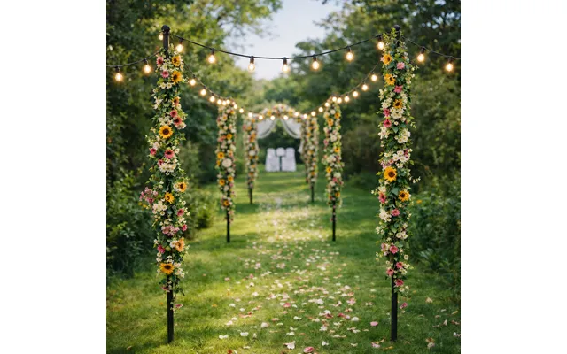Garden Festoon Light Support Poles Outdoor String Light & Bunting Poles With Ground Stakes - Height Adjustable