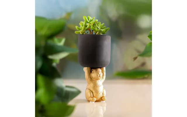Golden Rabbit Pedestal Planter