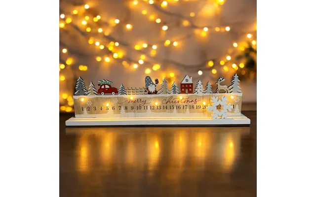 Gonk Lit Winter Scene Wooden Advent Calendar - 38cm