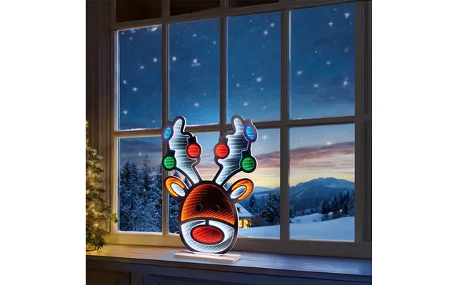 Infinity Mirror Led Christmas Reindeer Head 60cm