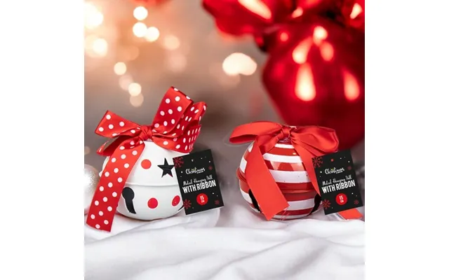 Metal Red & White Hanging Bells With Ribbon - 15cm