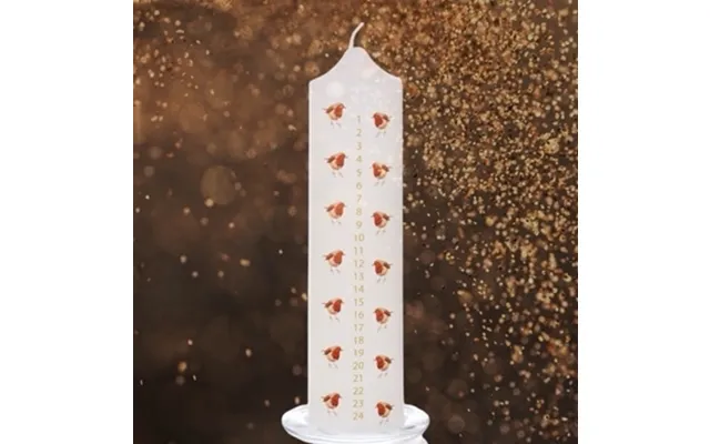 Robin Advent Pillar Candle & Glass Candle Plate
