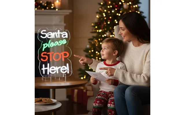 Santa Please Stop Here Christmas Neon Sign 35cm X 26cm