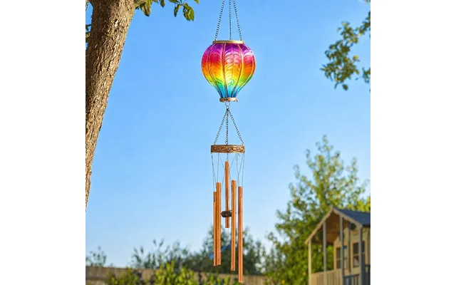 Solar Rainbow Windchime - Flaming Hot Air Balloon Hanging Chime By Smart Solar 88cm