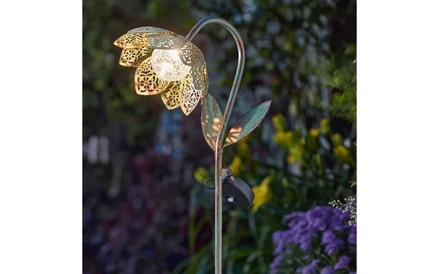 Solar Verdigris Damasque Bloom Stake Light - 90cm
