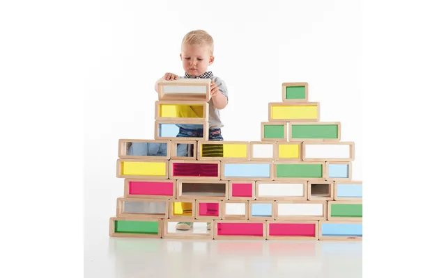 Wooden Rainbow & Mirror Stacking Bricks