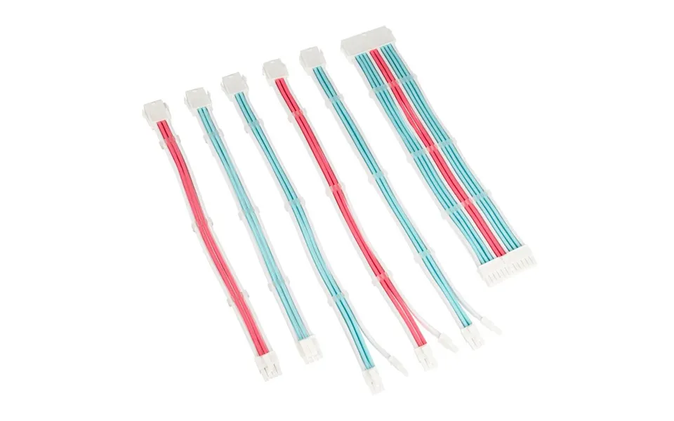 Kolink Core Adept Braided Cable Extension Kit - Brilliant White Neon Blue Pure Pink