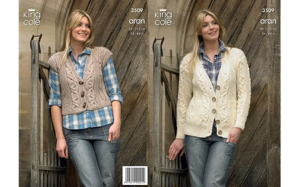 Cardigan And Gilet In King Cole Fashion Aran 3509