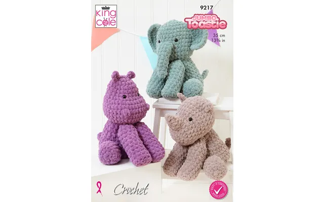 Elephant - Hippo And Rhino Toys In King Cole Jumbo Toastie 9217 product image