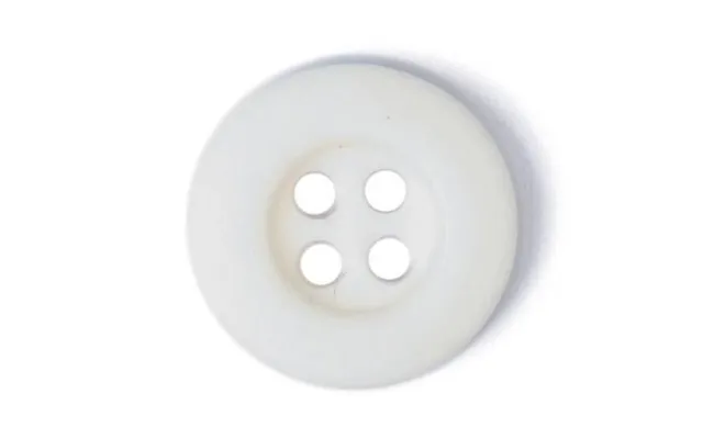 Milward Buttons - Size 10mm, 4 Hole, White, Pack Of 6