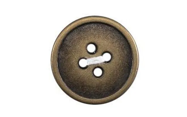Milward Buttons - Size 17mm, 4 Hole, Brass Effect, Brass, Pack Of 2