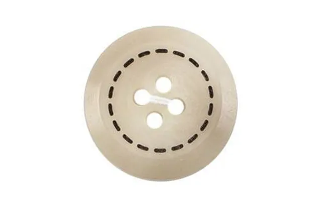 Milward Buttons - Size 20mm, 4 Hole, Circular Stitch Effect, Pearl Cream, Pack Of 2