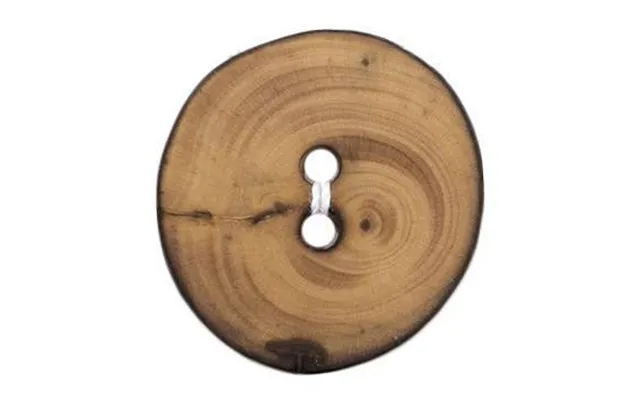 Milward Buttons - Size 25mm, 2 Hole, Wood, Brown, Pack Of 2