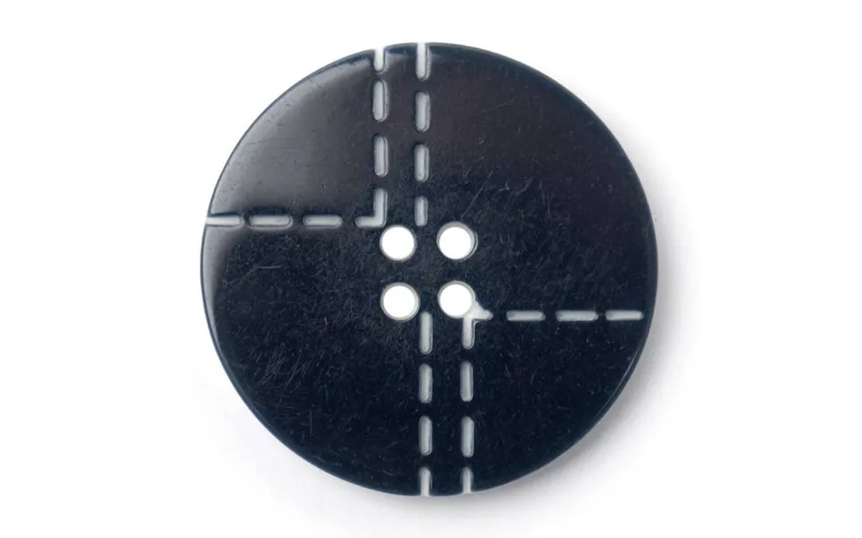 Milward Buttons - Size 25mm, 4 Hole, Stitch Effect, Black, Pack Of 2