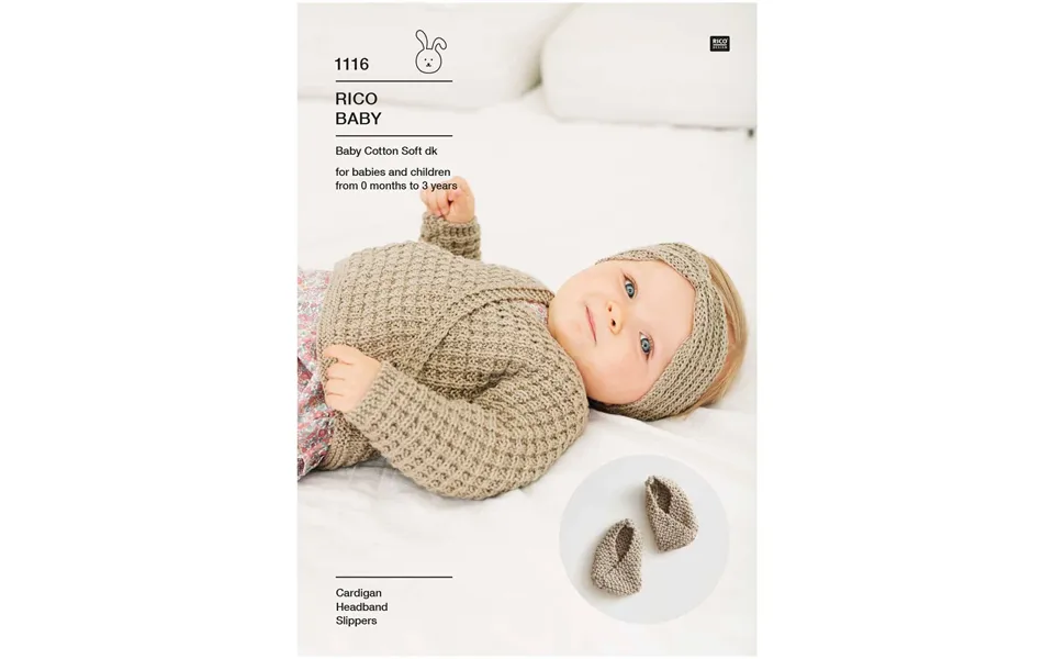 Rico Design Baby Cotton Soft Dk Cardigan - Headband & Slippers Pattern 1116