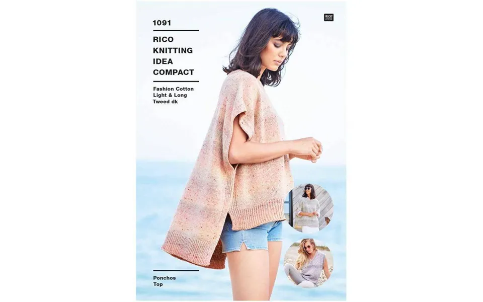Rico Design Fashion Cotton Light And Long Tweed Dk Top & Ponchos Pattern 1091