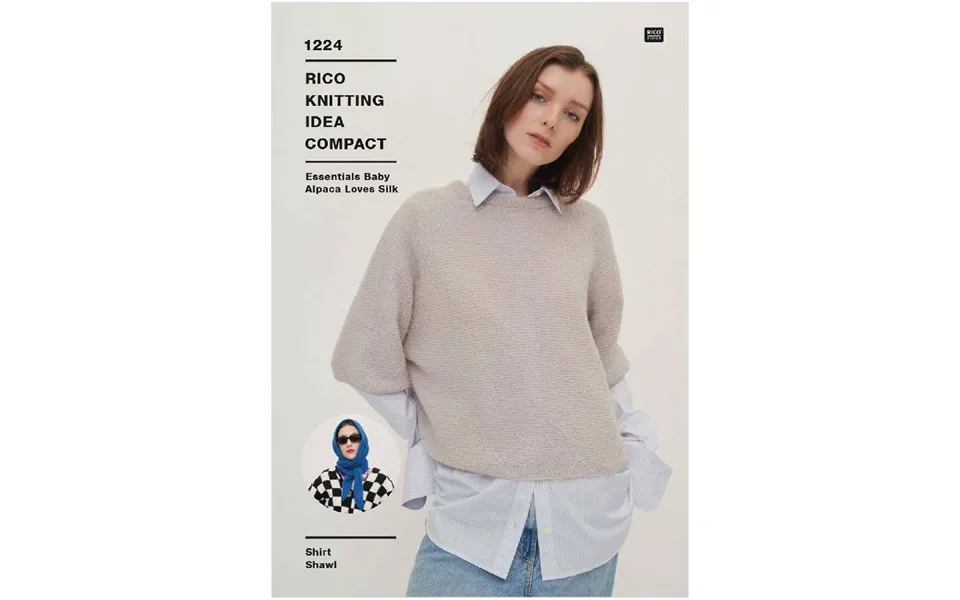 Rico Knitting Pattern Ladies Shirt Sweater & Shawl In Baby Alpaca Silk 1224