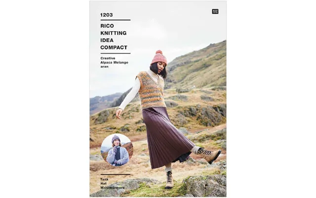 Rico Knitting Pattern Tank - Wrist Warmers & Bobble Hat In Alpaca Melange Aran 1203 product image