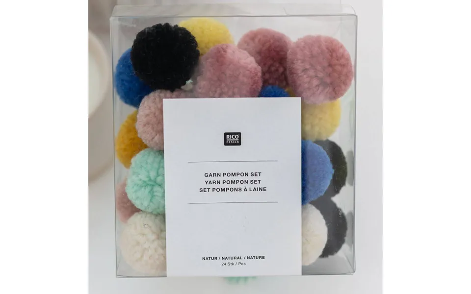 Rico Yarn Pompon Set Of 24 Natural Mix