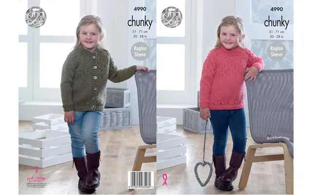 Sweater And Cardigan In King Cole Big Value Chunky 4990
