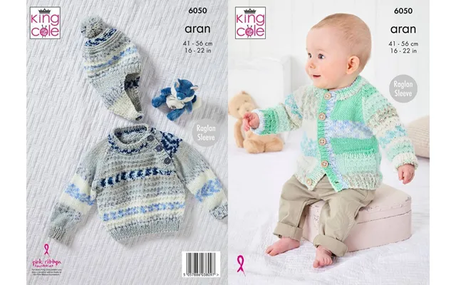 Sweater - Jacket And Hat In King Cole Cosy Love Aran 6050