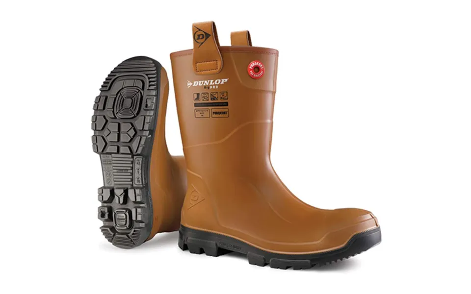 Dunlop Purofort Rigpro Full Safety Tan Rigger Boots - Fur Lined