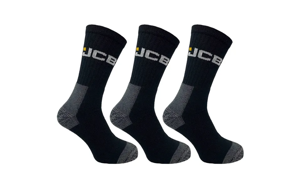 Jcb Work Socks With Added Elastane Black 6-11 3 Pack