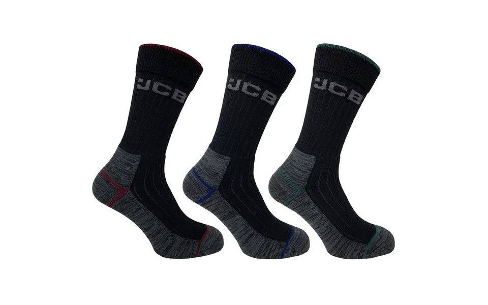 Jcb Work Tough Socks Black Mix 6-11 3 Pack
