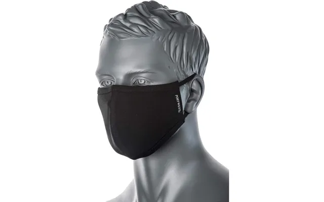 Portwest 2-ply Anti-microbial Fabric Face Mask Pk25 - Black product image
