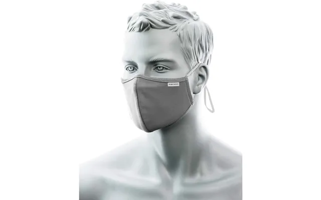 Portwest 2-ply Anti-microbial Fabric Face Mask With Nose Band Pk25 - Heather Grey product image