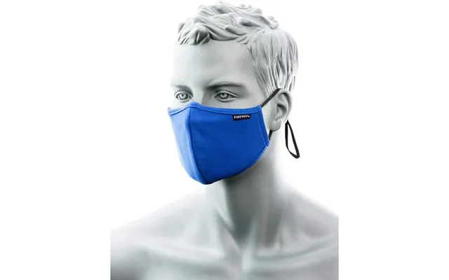 Portwest 3-ply Anti-microbial Fabric Face Mask With Nose Band Pk25 - Royal Blue