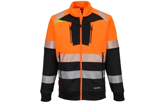 Portwest Dx4 Hi-vis Class 1 Funnel Neck Zipped Sweatshirt - Orange Black