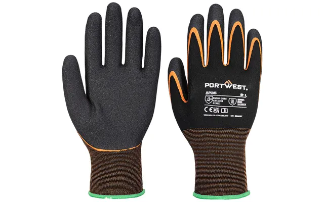 Portwest Grip 15 Nitrile Double Palm Glove - Black Orange