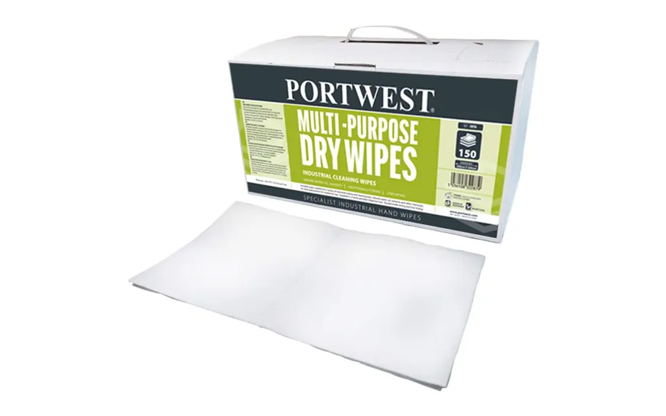 Portwest Multi-purpose Dry Wipes 150 Wipes - White