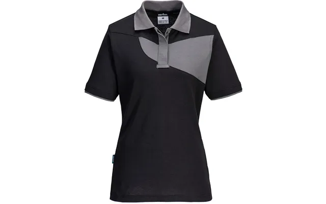 Portwest Pw2 Cotton Comfort Women's Polo Shirt S S - Black Zoom Grey