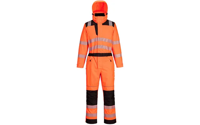 Portwest Pw3 Hi-vis Rain Coverall - Orange Black product image
