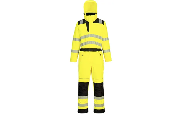 Portwest Pw3 Hi-vis Rain Coverall - Yellow Black product image