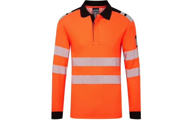 Portwest Pw3 Modaflame Knit Hvo Fr Long Sleeve Polo Shirt - Orange Black product image