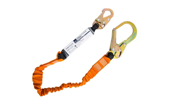 Portwest Single 140kg Lanyard With Shock Absorber - Black Orange