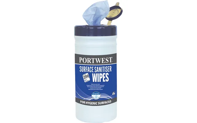 Portwest Surface Sanitiser Wipes 200 Wipes - Blue product image
