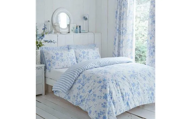 Polycotton Amelie Toile Printed Duvet Cover Set - Blue Piped