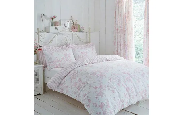 Polycotton Amelie Toile Printed Duvet Cover Set - Pink Piped