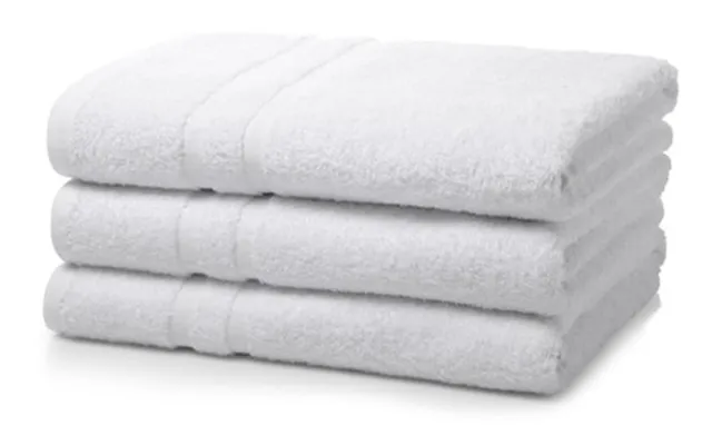Single Piece White Wholesale Institutional & Hotel Bath Towels - 400 Gsm