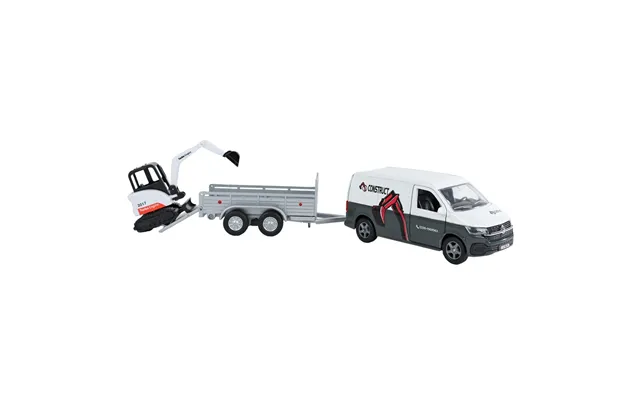 Kid's Globe Vw Transporter With Mini Excavator & Trailer