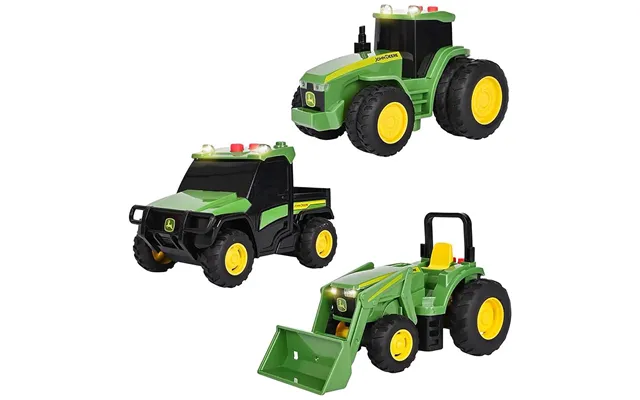 Tomy John Deere Farm Vehicles 3 Pack Lights - Sounds & Pull-back Action Tractors