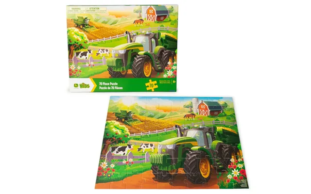 Tomy John Deere Kids Jigsaw Puzzle Box 70 Piece Farm Animals & Tractor Puzzle product image
