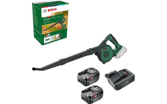 Bosch Universalleafblower 18v-130 P4a 18v Cordless Garden Leaf And Workshop Blower 2 X 4ah Li-ion Battery Charger